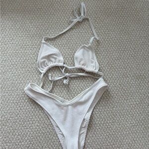Aerie White Textured Bikini Set